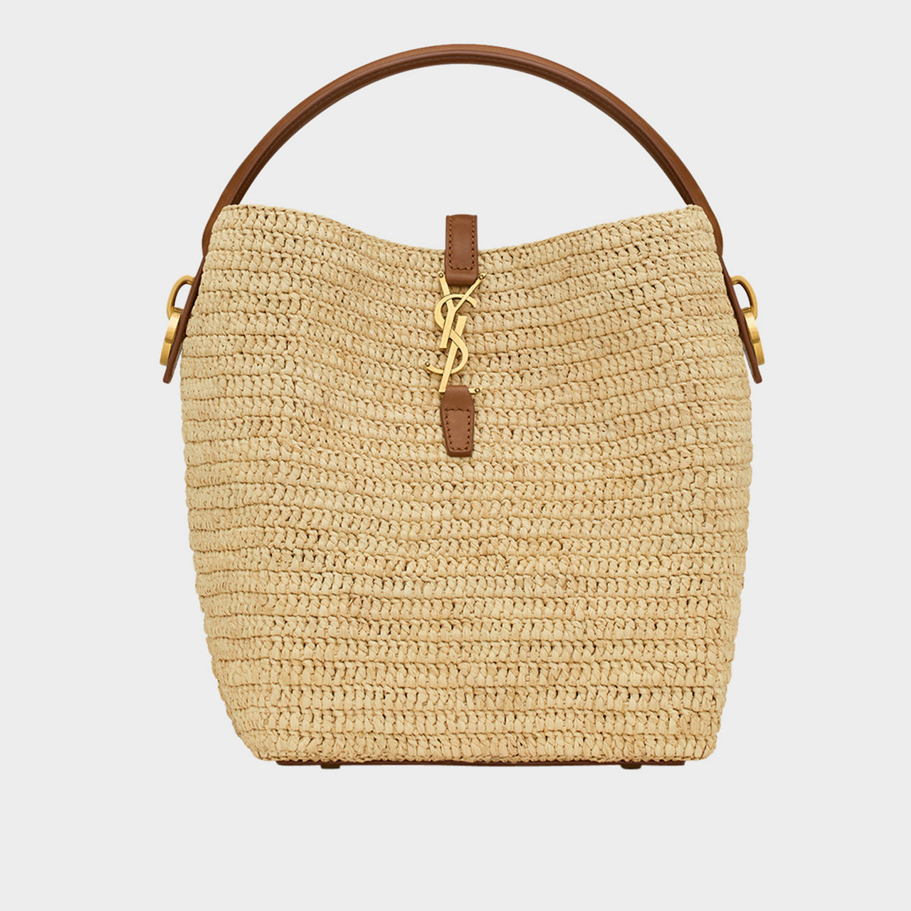 SAINT LAURENT Le 37 Woven Raffia Bucket Bag