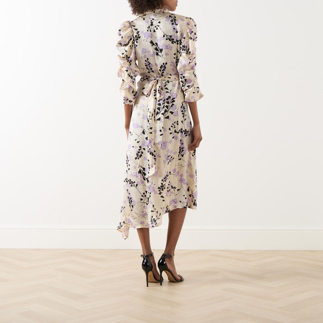 Wrap around floral dress sales