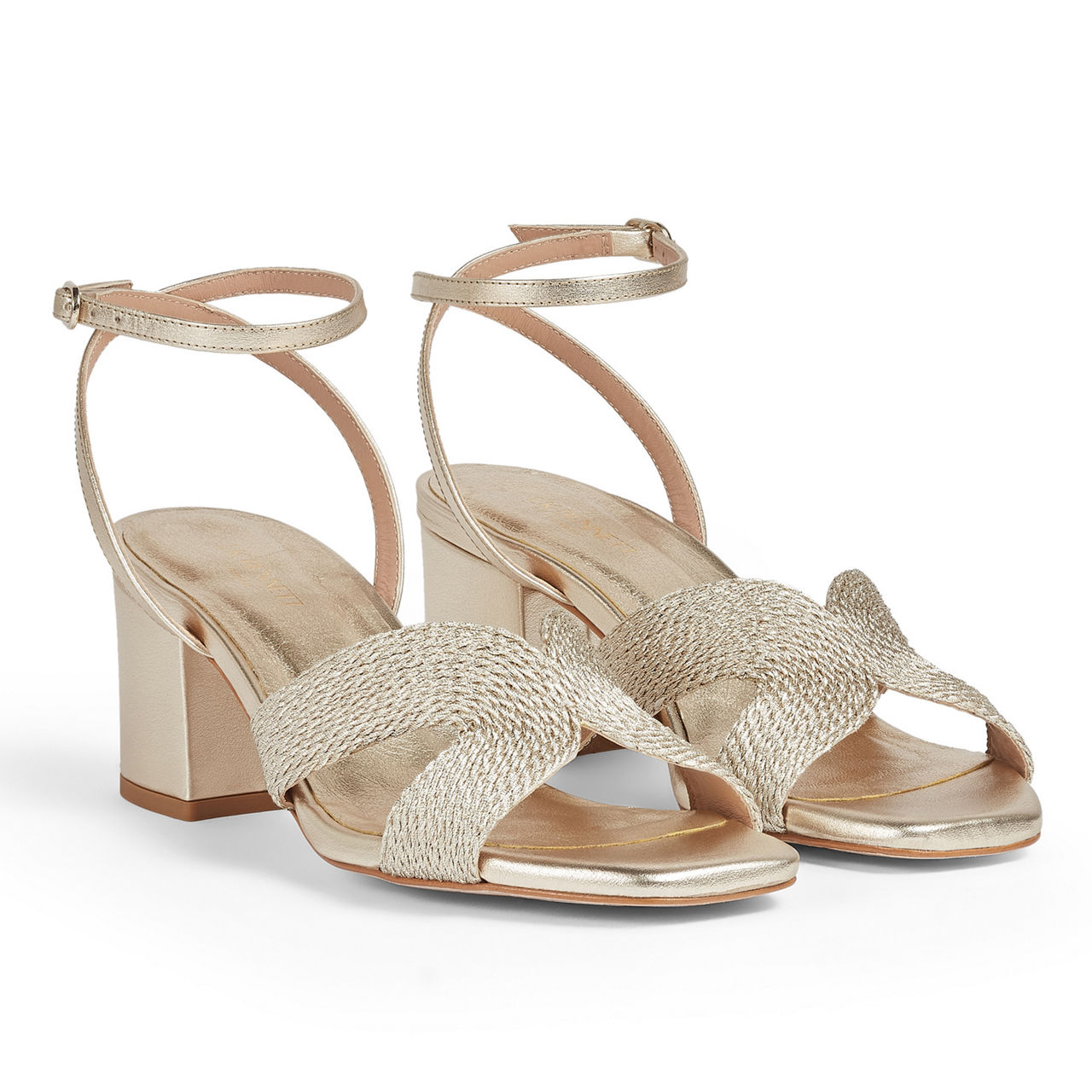 LK BENNETT Stella Woven Block Heel Sandals