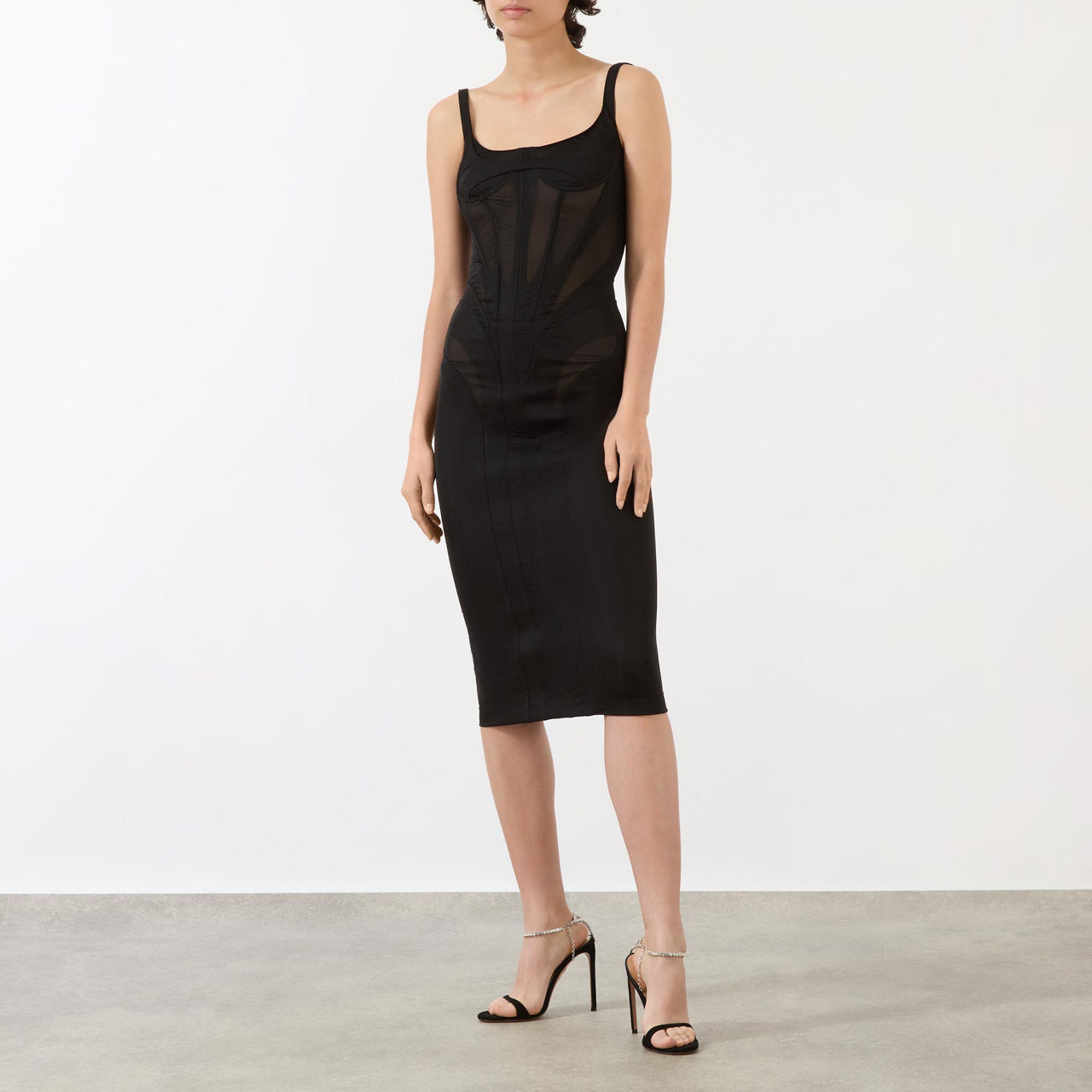 MUGLER Abito MeshPanel Fitted Dress