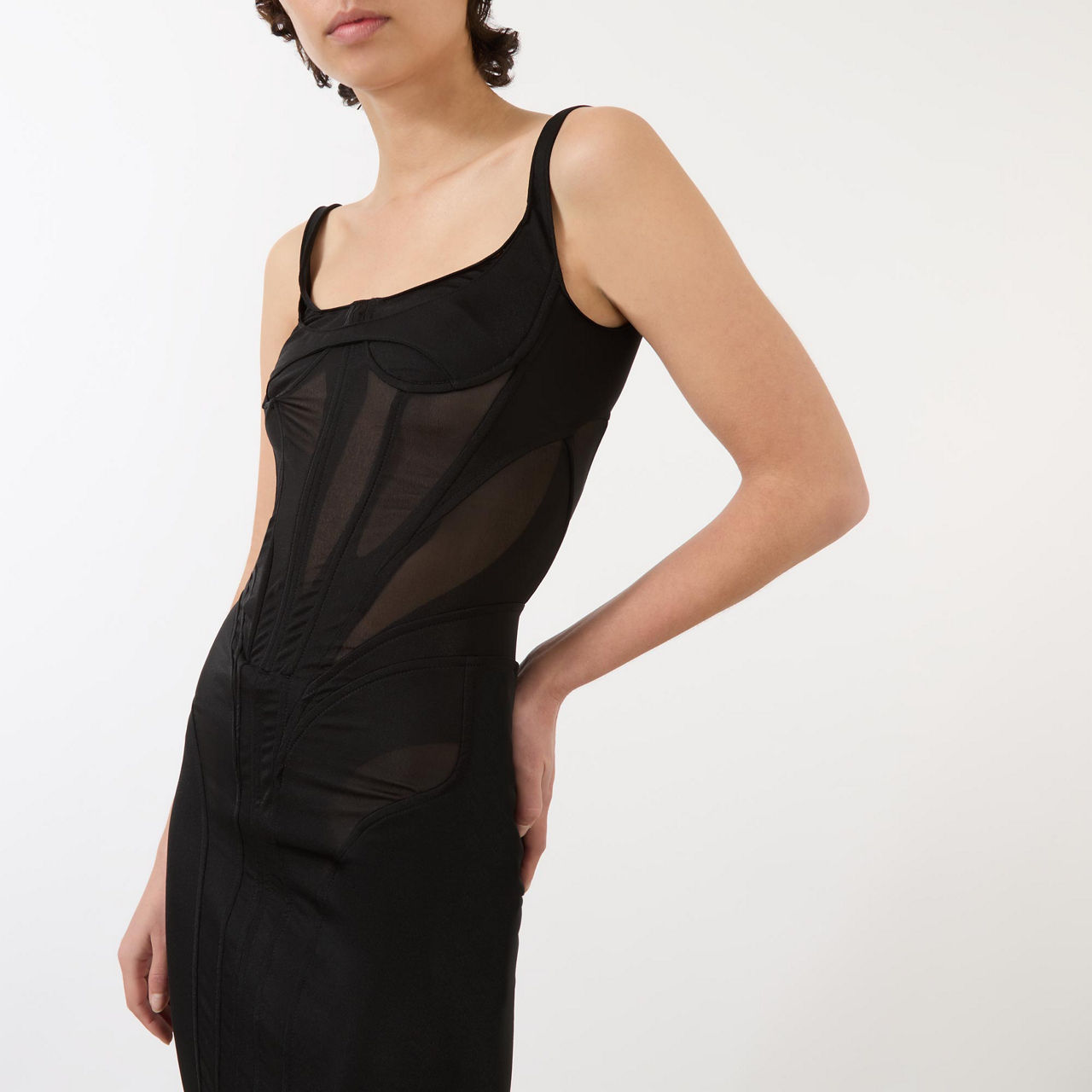 MUGLER Abito MeshPanel Fitted Dress