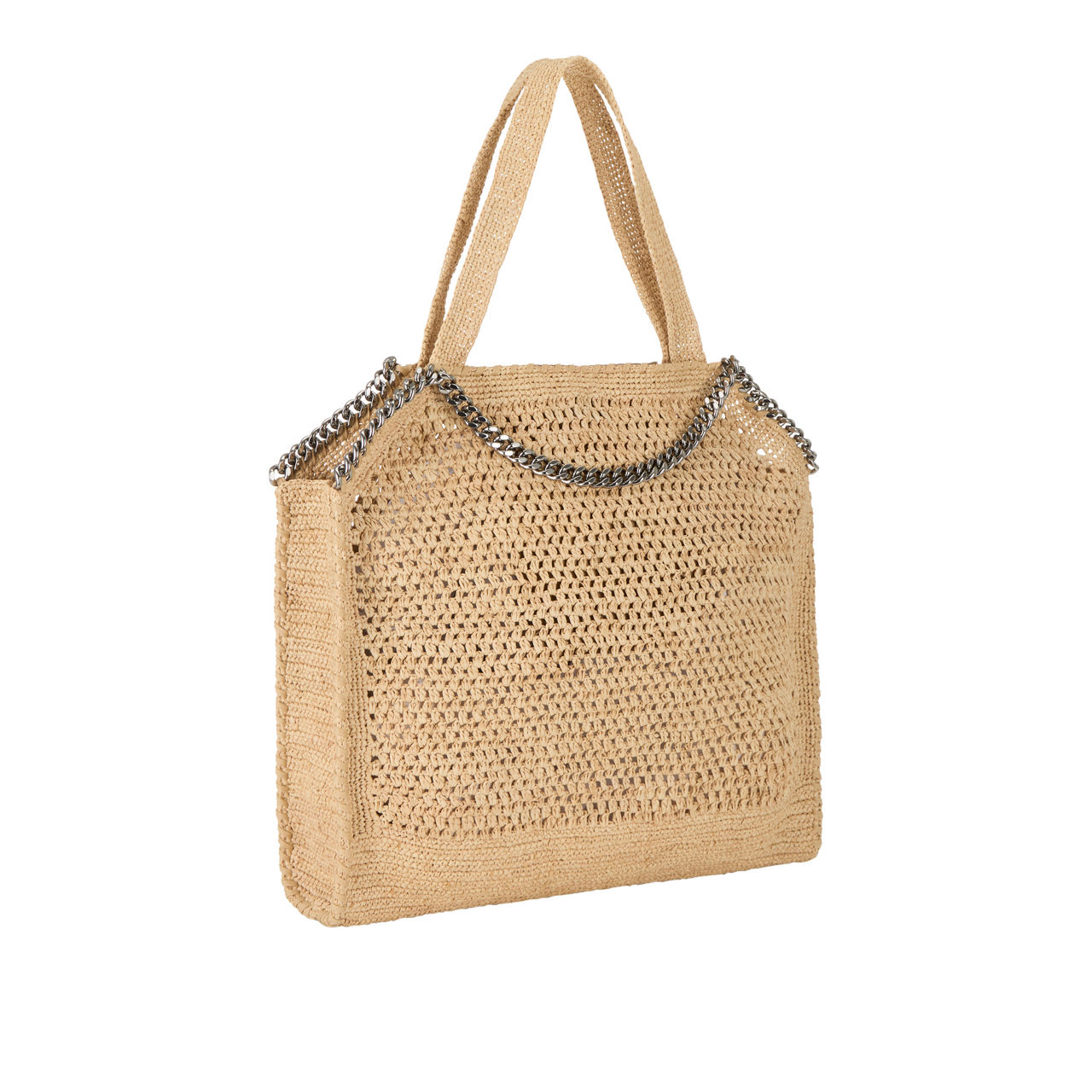 STELLA MCCARTNEY Falabella Small Crochet Raffia Tote Bag Natural