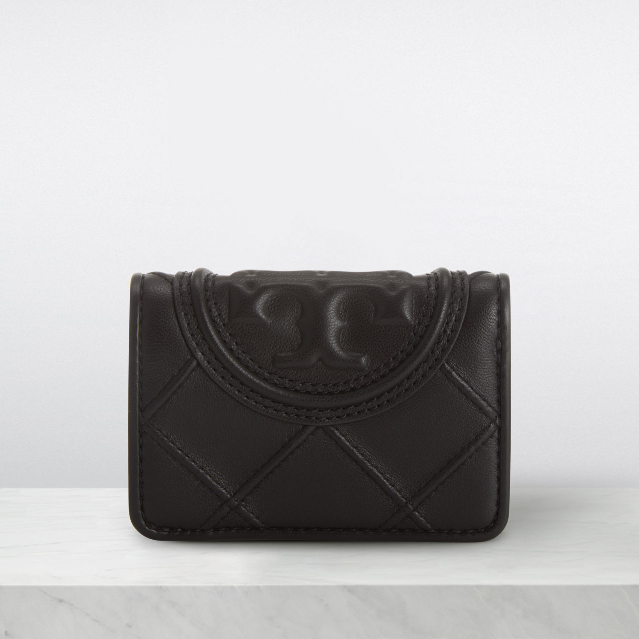 TORY BURCH Fleming Leather Flap Wallet Black