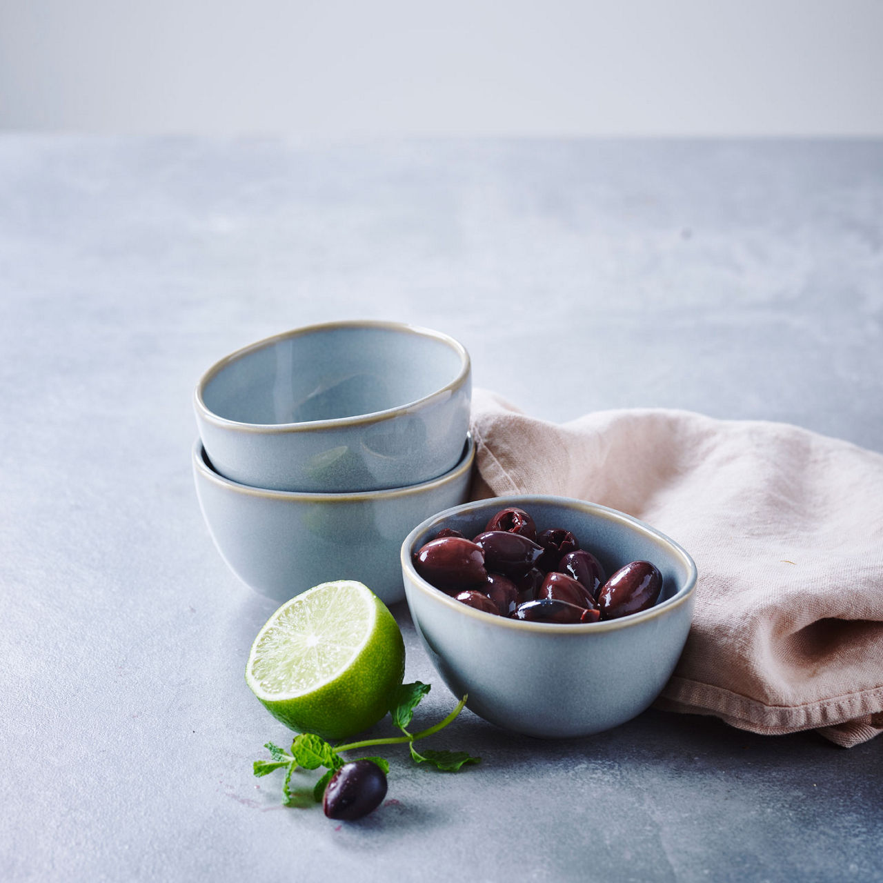 Glazed Stoneware Three-Piece Bowl Set