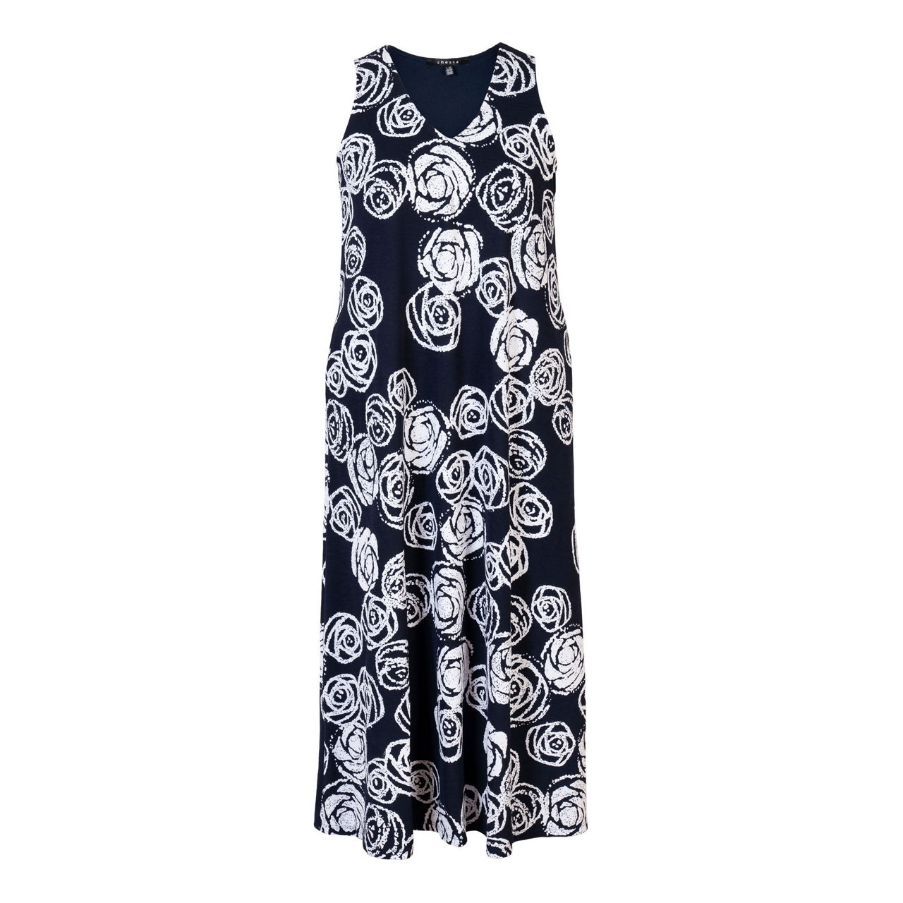 CHESCA Rose Relaxed Fit Dress Navy White