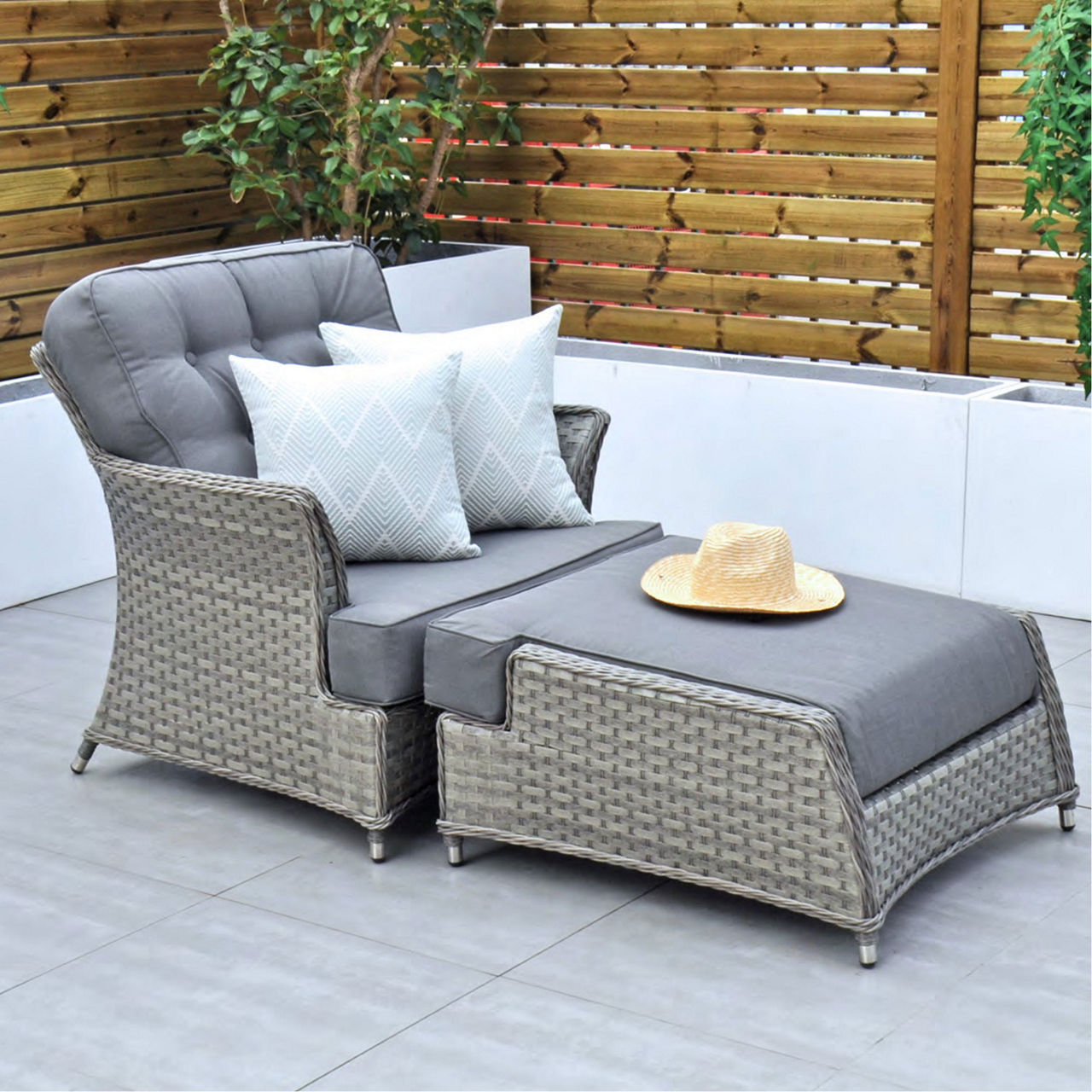 Bali garden chair and footstool hotsell