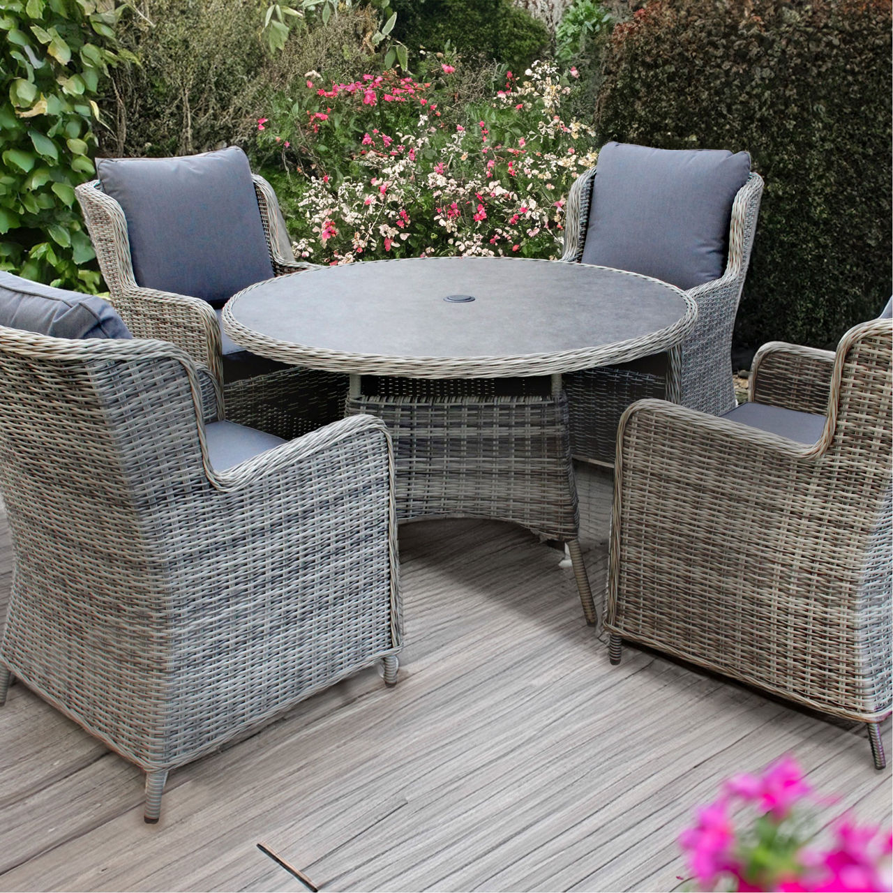 RATHWOOD Vienna 4 Seater Deluxe Dining Set Grey