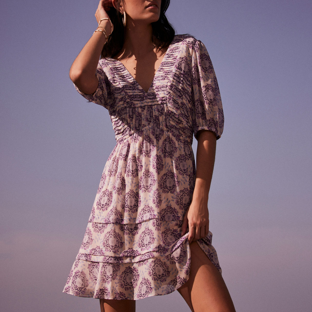 Violet Floral Mini Dress