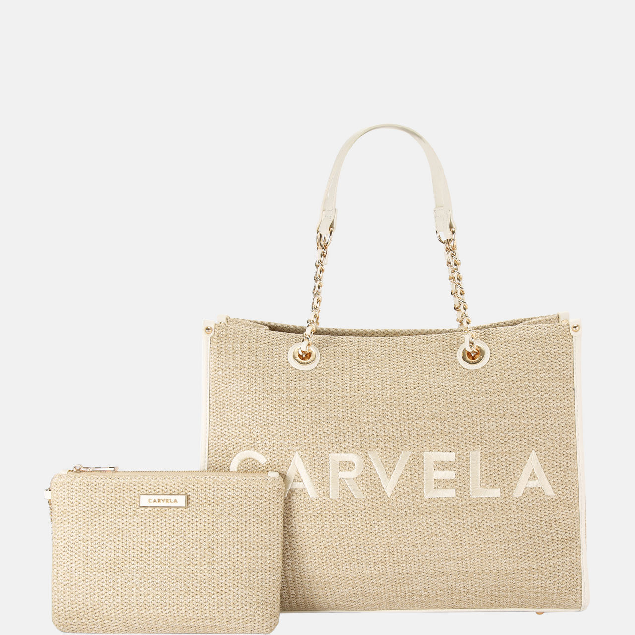 CARVELA Raffia Chain Tote Bag