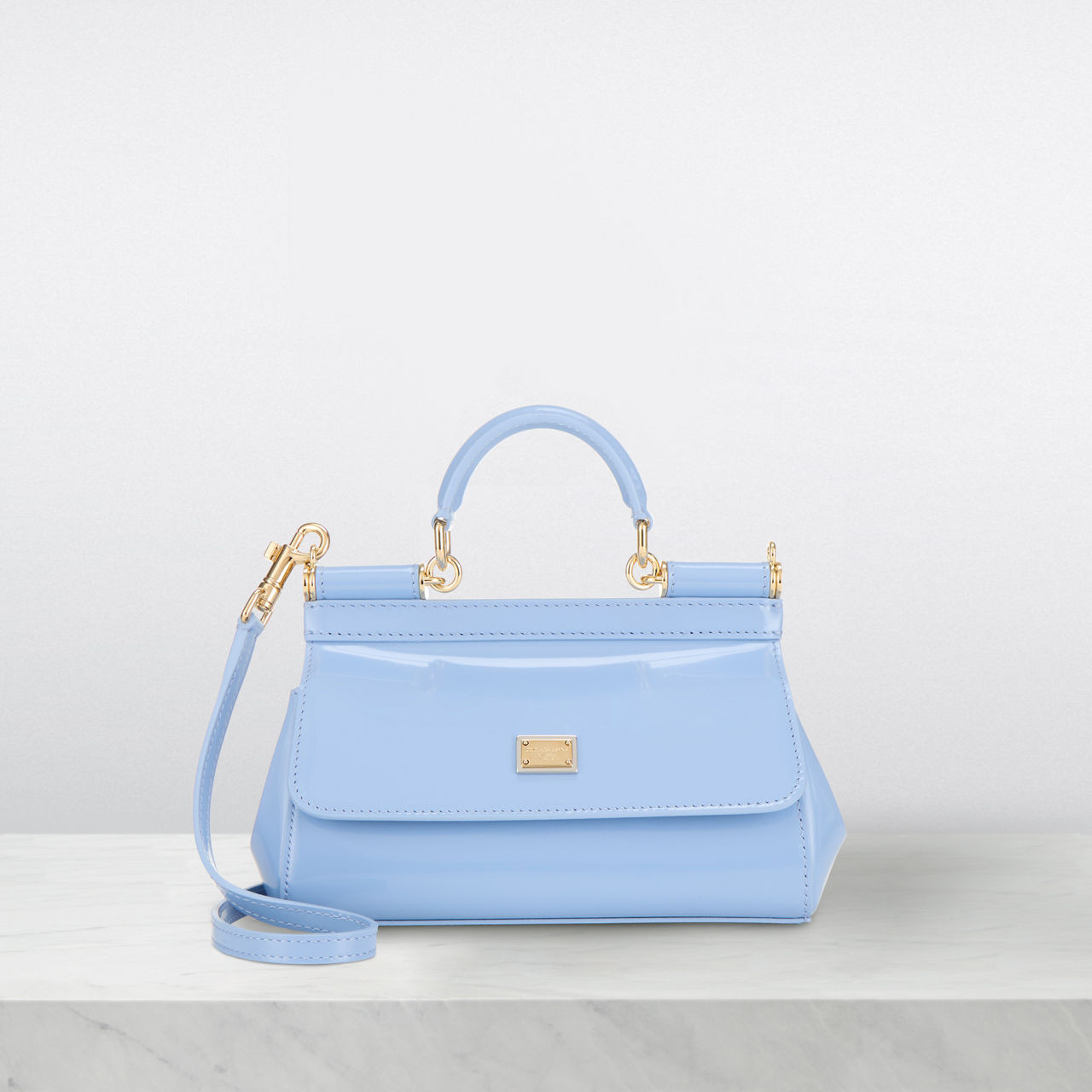 DOLCE GABBANA Mini Sicily Patent Top Handle Bag