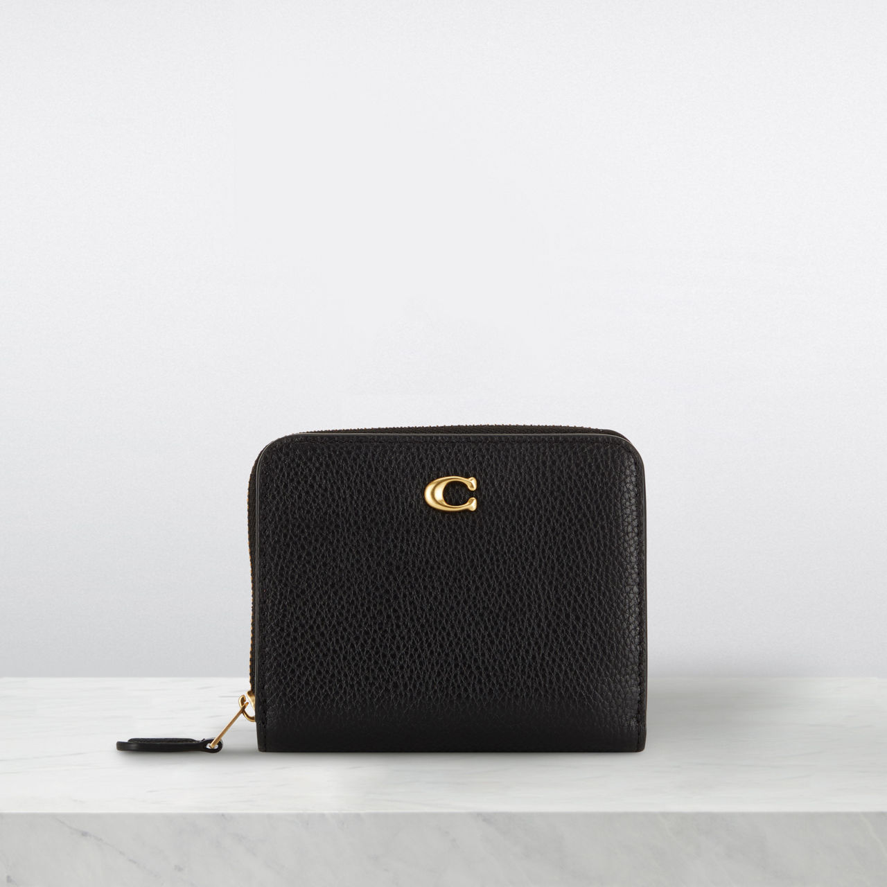 COACH Zip Around Logo Billfold Wallet Black