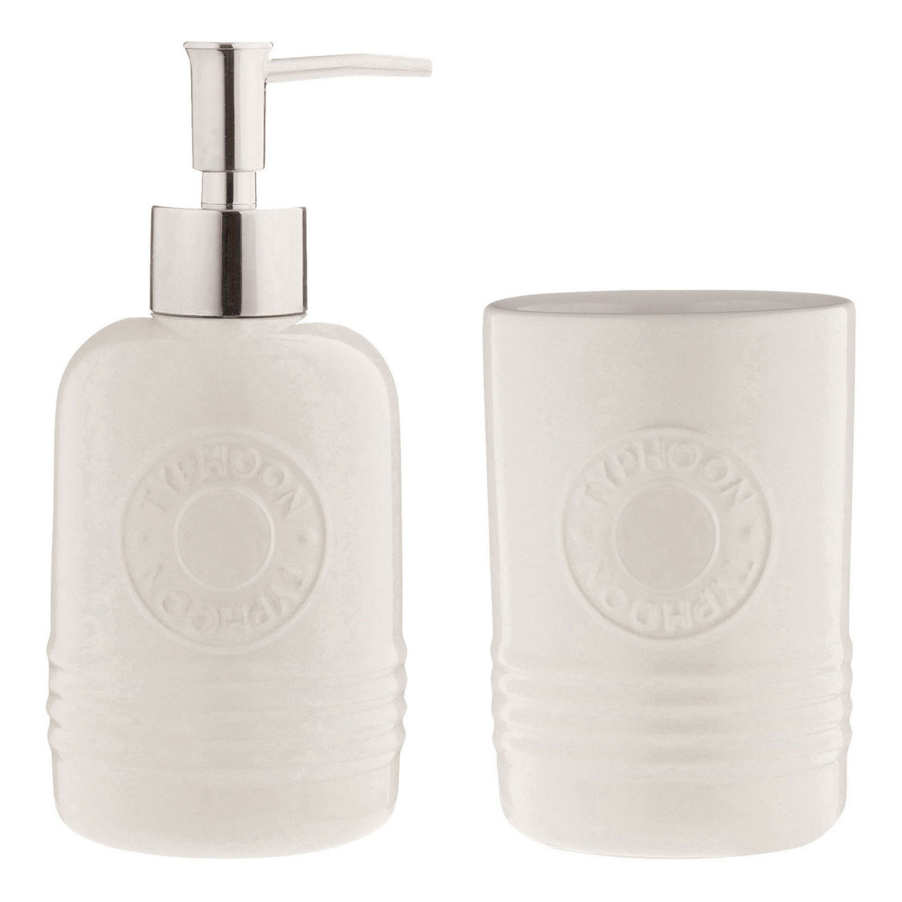 TYPHOON Ceramic Soap Dispenser Tumbler Set CREAM