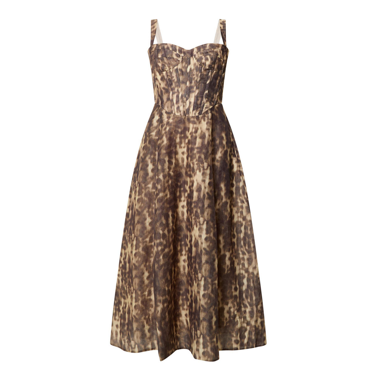 lilah corset dress in leopard Lilah Corset Midi Dress In Brown Leopard