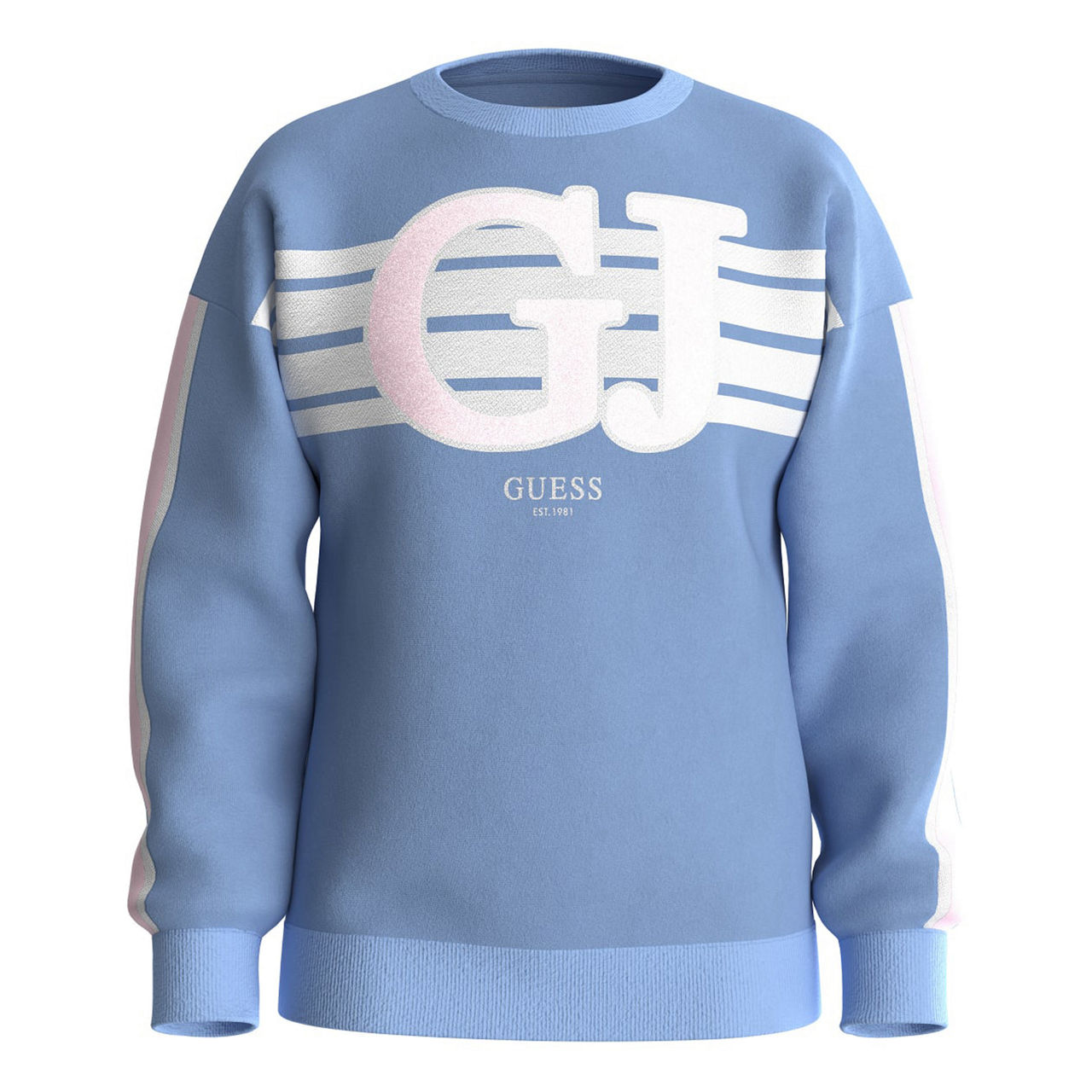 GUESS Stripe Logo Sweatshirt Light Blue