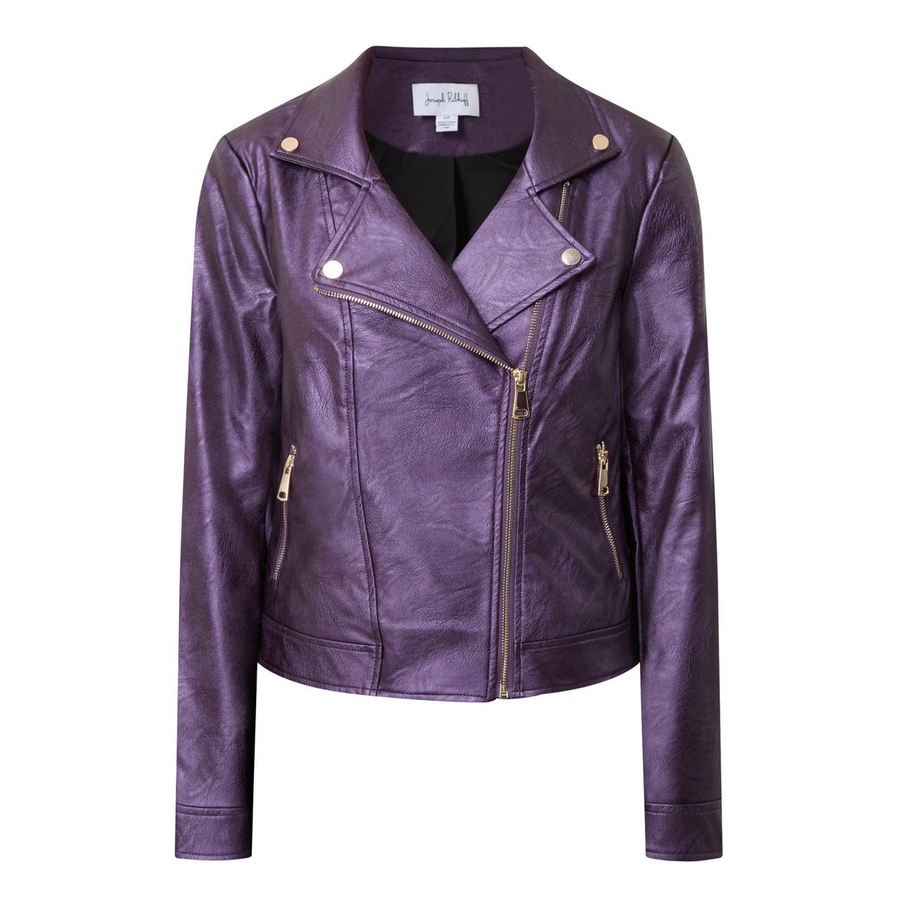 JOSEPH RIBKOFF Zip Through Biker Jacket Blackcurrant