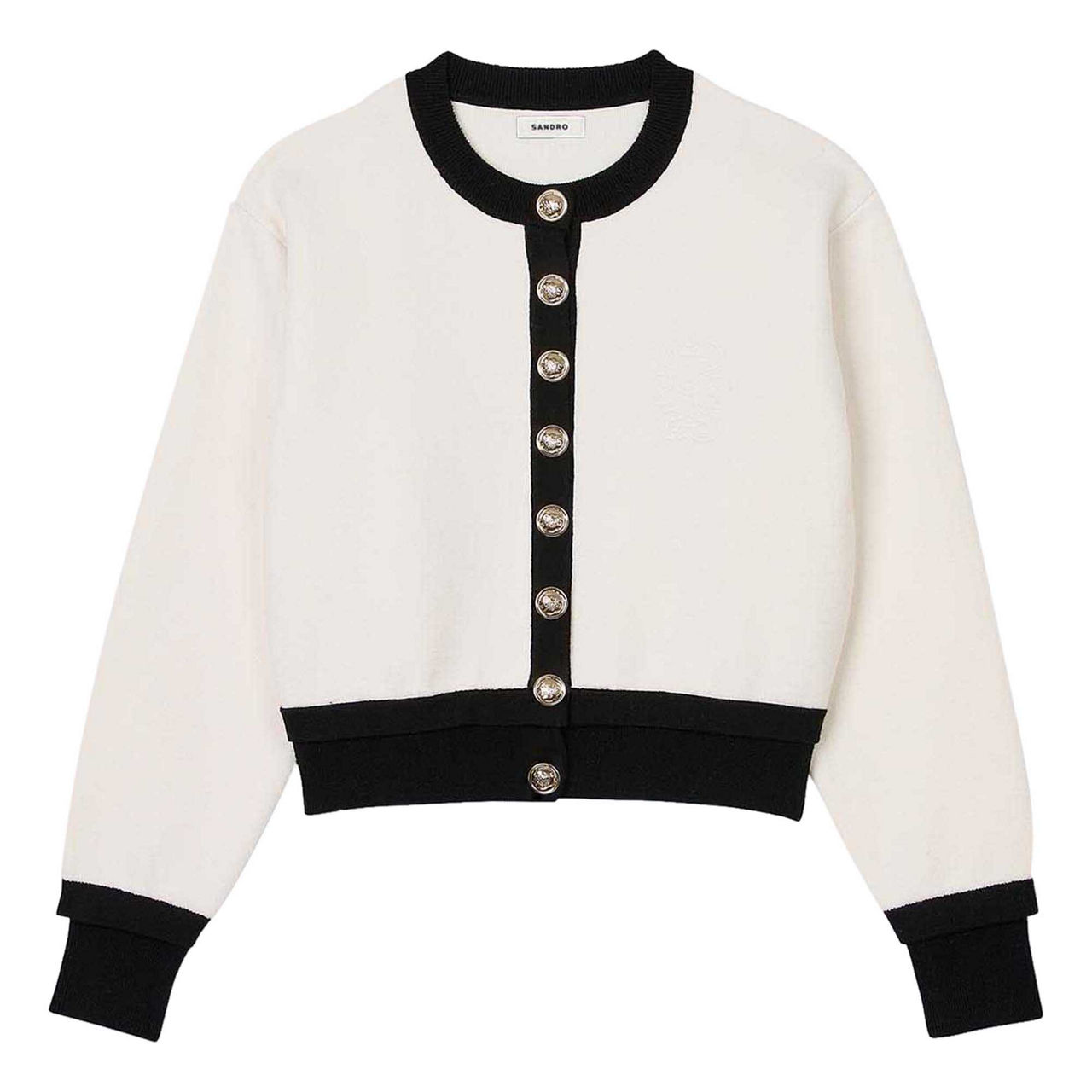 SANDRO Embroidered Cropped Cardigan