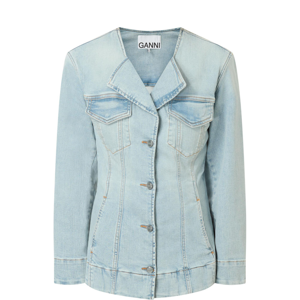 Fitted denim blazer womens hotsell