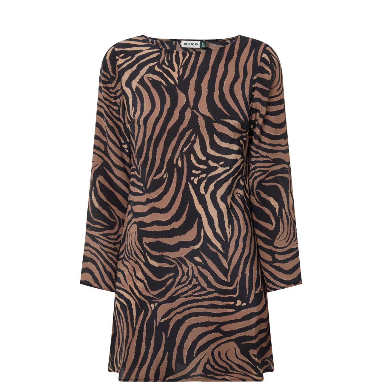 RIXO Ridley Zebra Silk Mini Dress