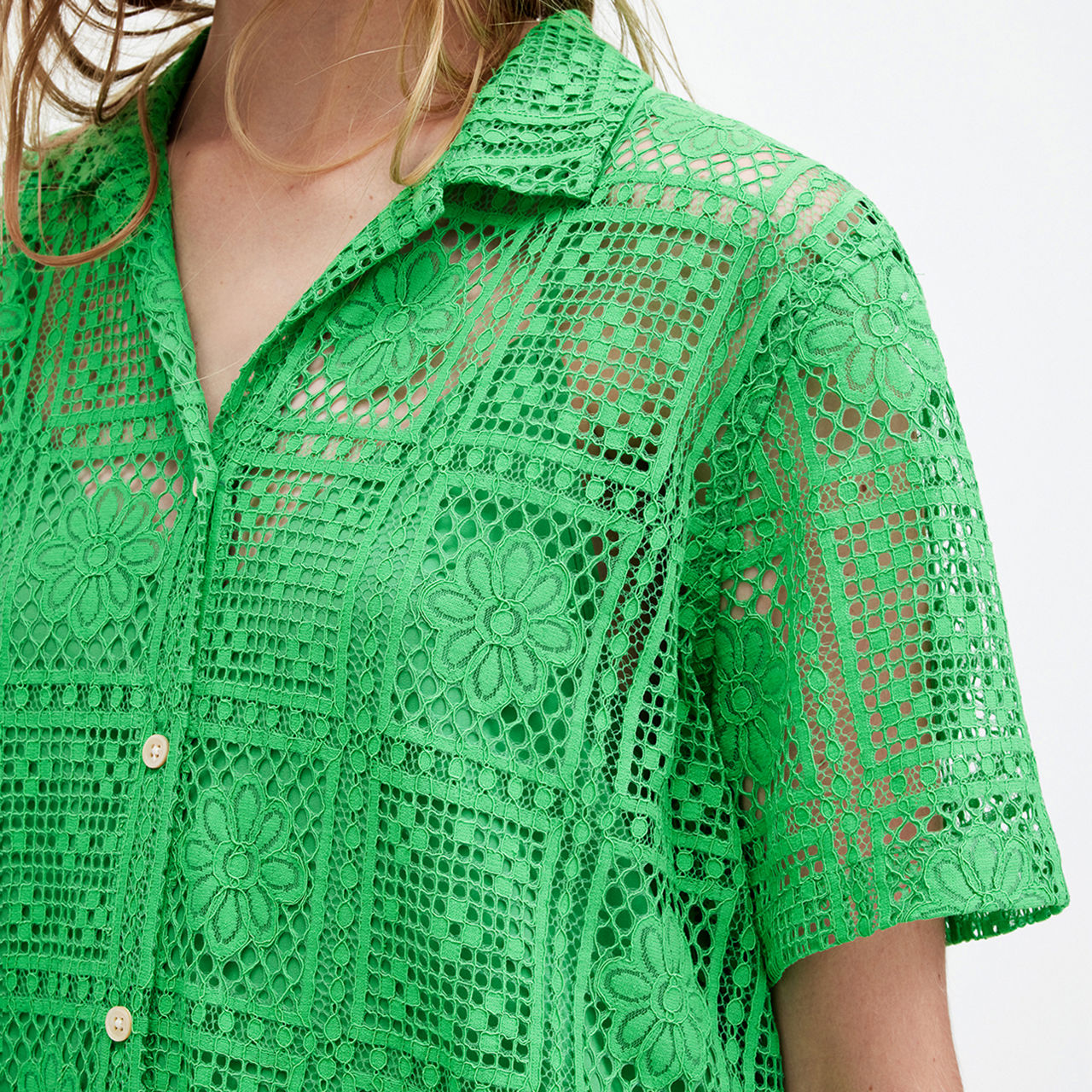 Athea Crochet Mini Shirt Dress