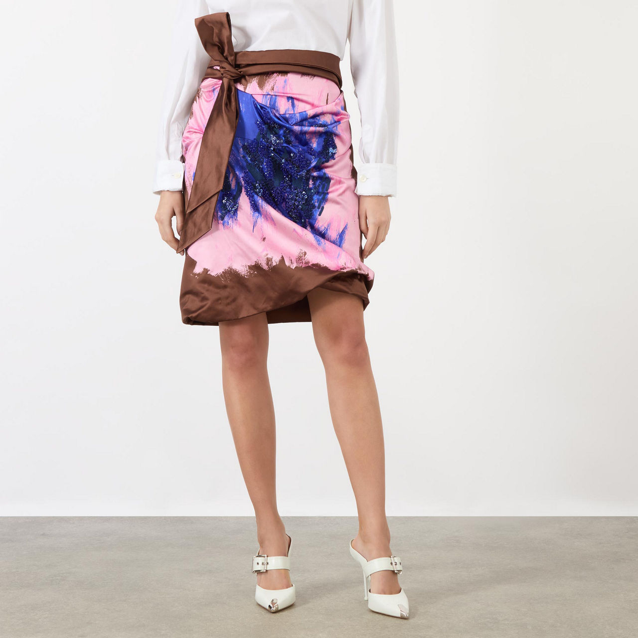 DRIES VAN NOTEN ContrastPrint Mini Wrap Skirt