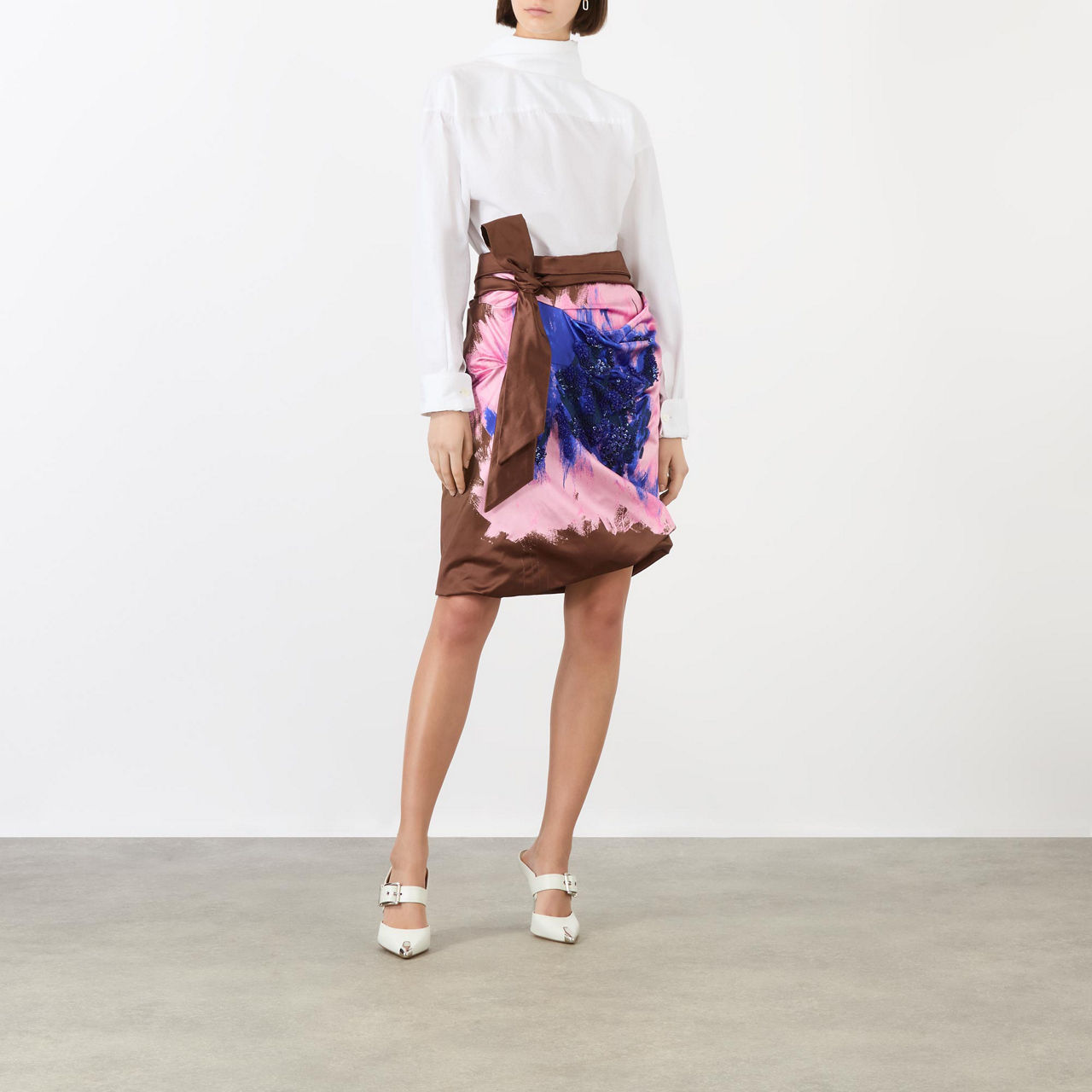 DRIES VAN NOTEN ContrastPrint Mini Wrap Skirt