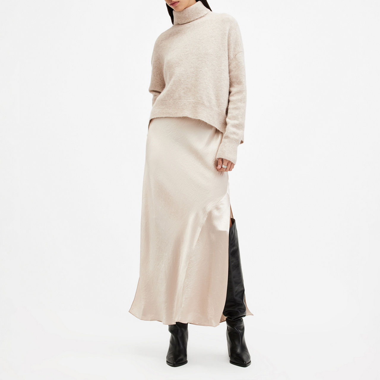 ALLSAINTS Nico Slip Dress & Sweater Set