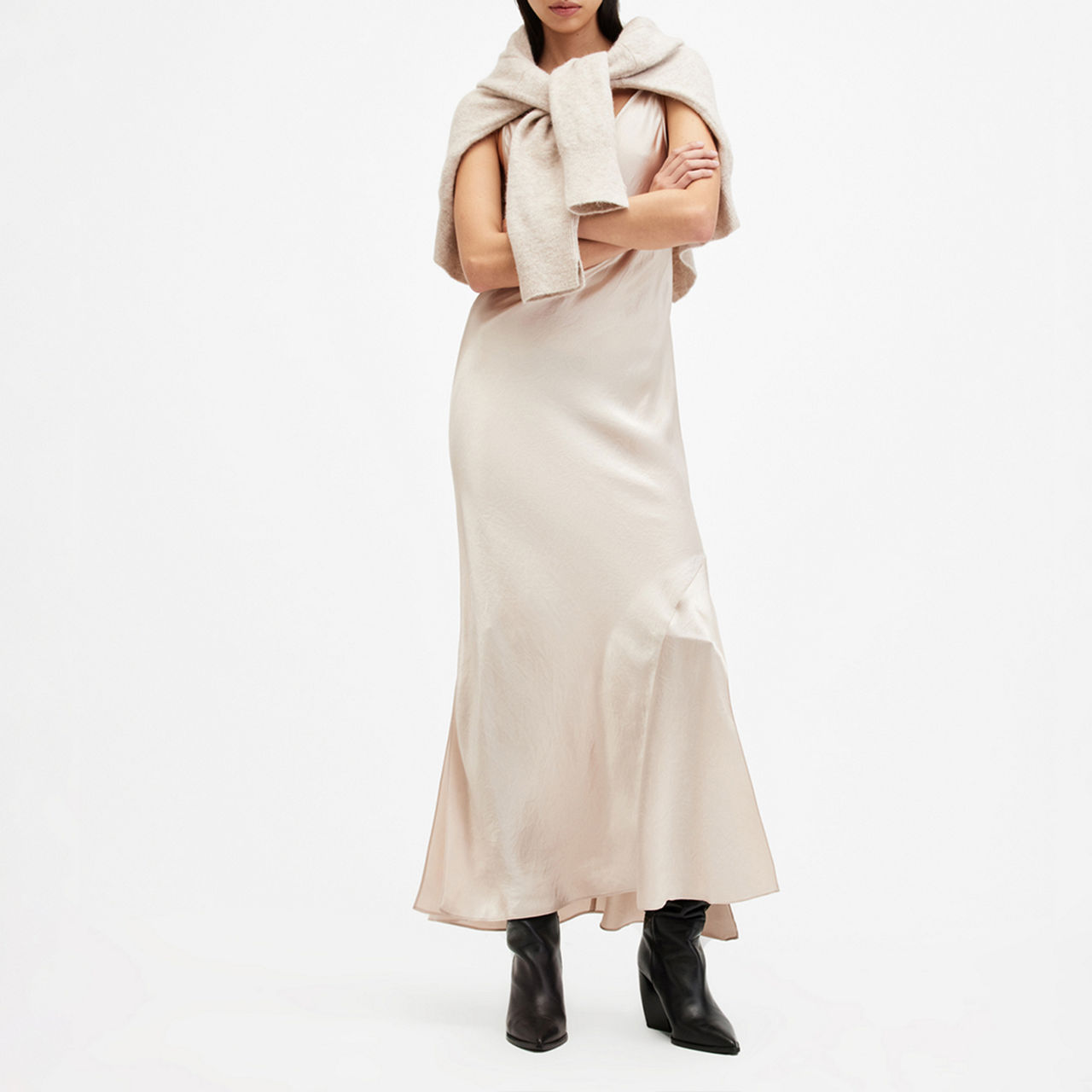ALLSAINTS Nico Slip Dress & Sweater Set
