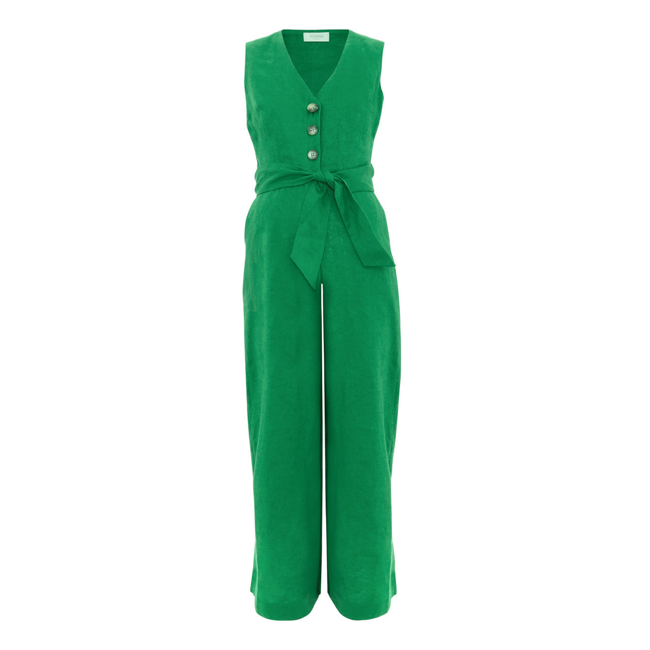 HOBBS Melodie Belted Linen Jumpsuit