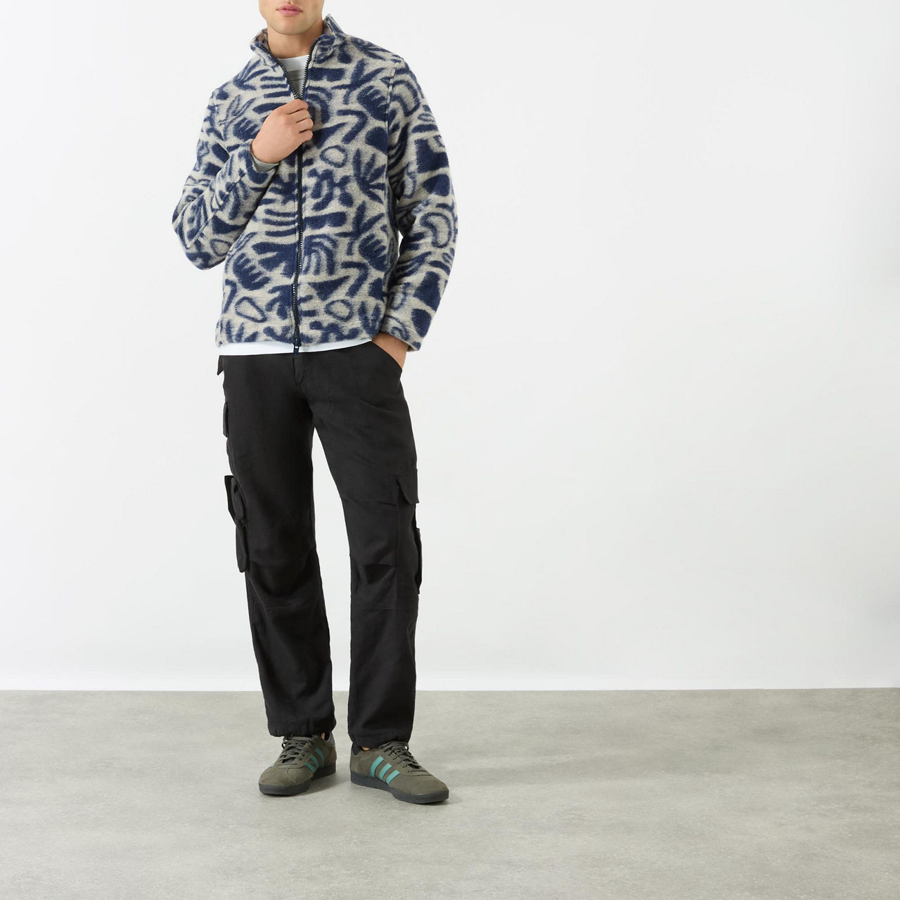 WAX LONDON Cozi Abstract Fleece Jacket