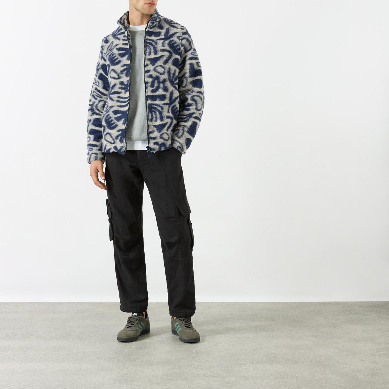 WAX LONDON Cozi Abstract Fleece Jacket