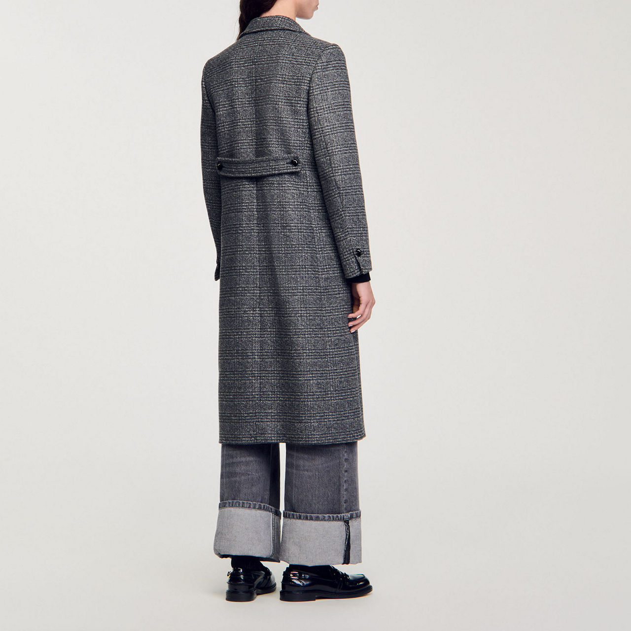 Sandro check coat hotsell