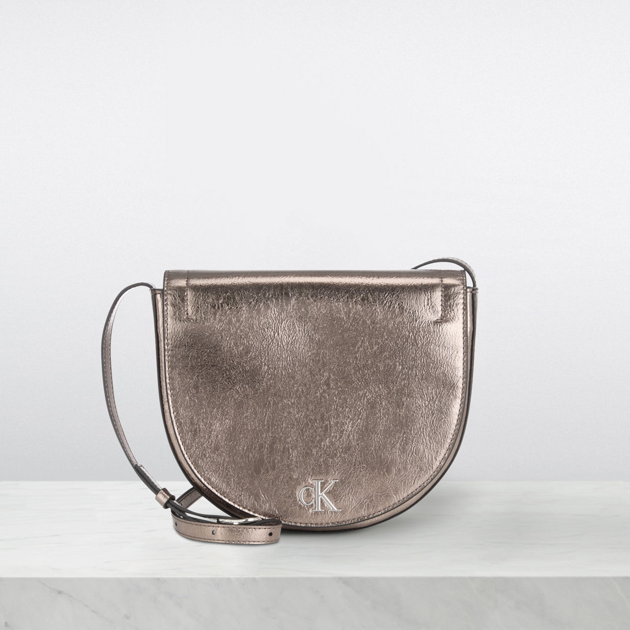 CALVIN KLEIN Metallic Crossbody Bag Gunmetal