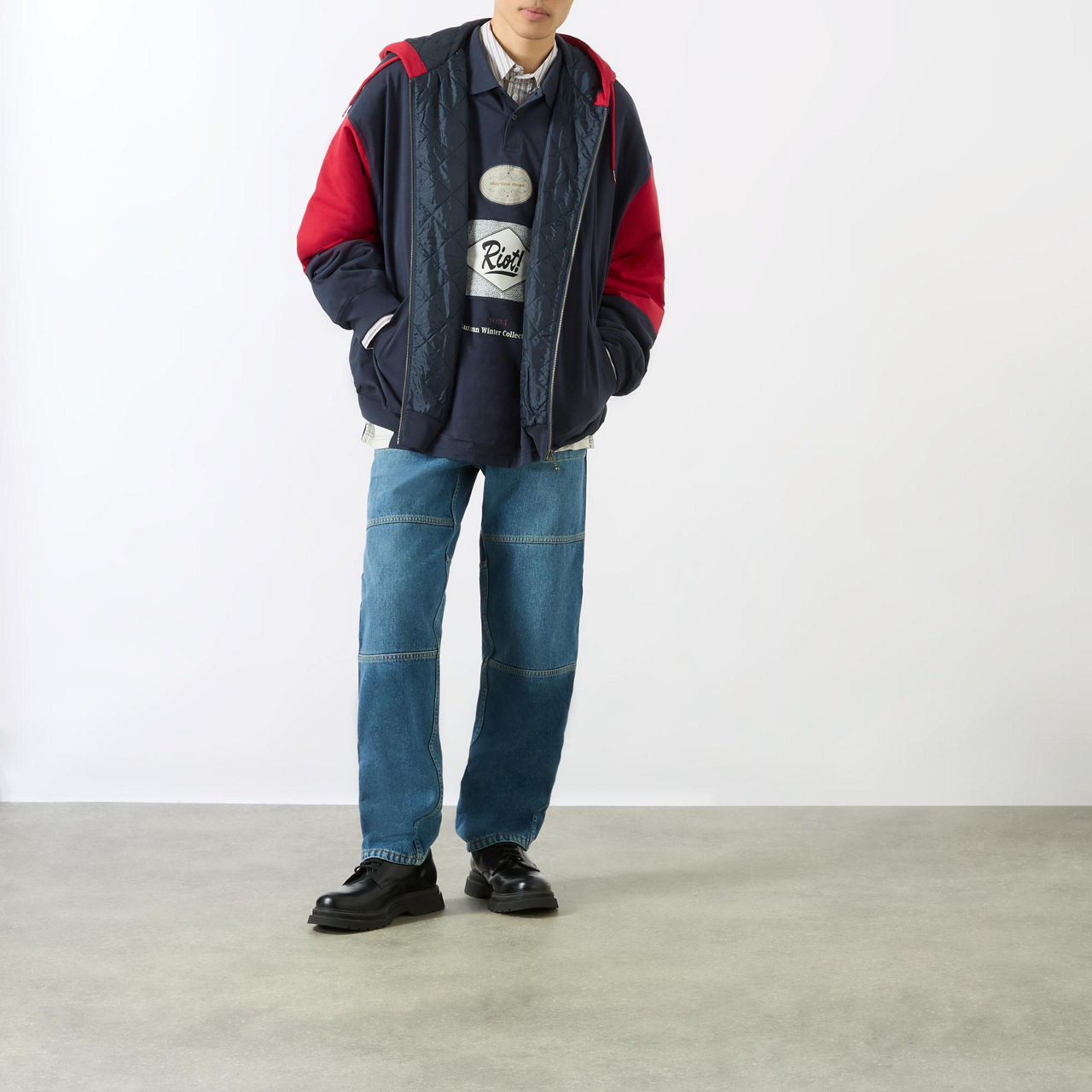 MARTINE ROSE Logo Quilted Zip Up Sweatshirt
