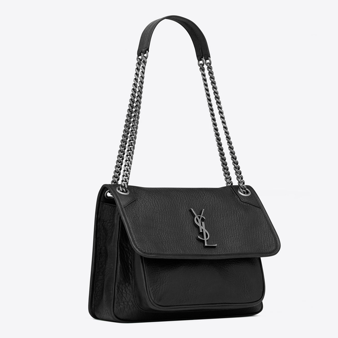 SAINT LAURENT Niki Grained Leather Medium Chain Bag