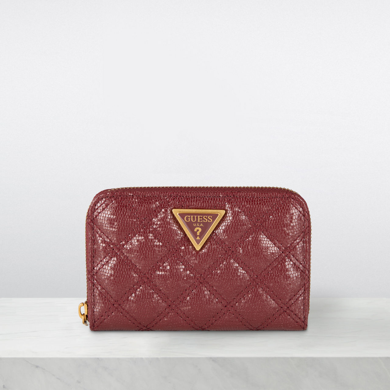 GUESS Giully Small Zip Around Wallet Burgundy