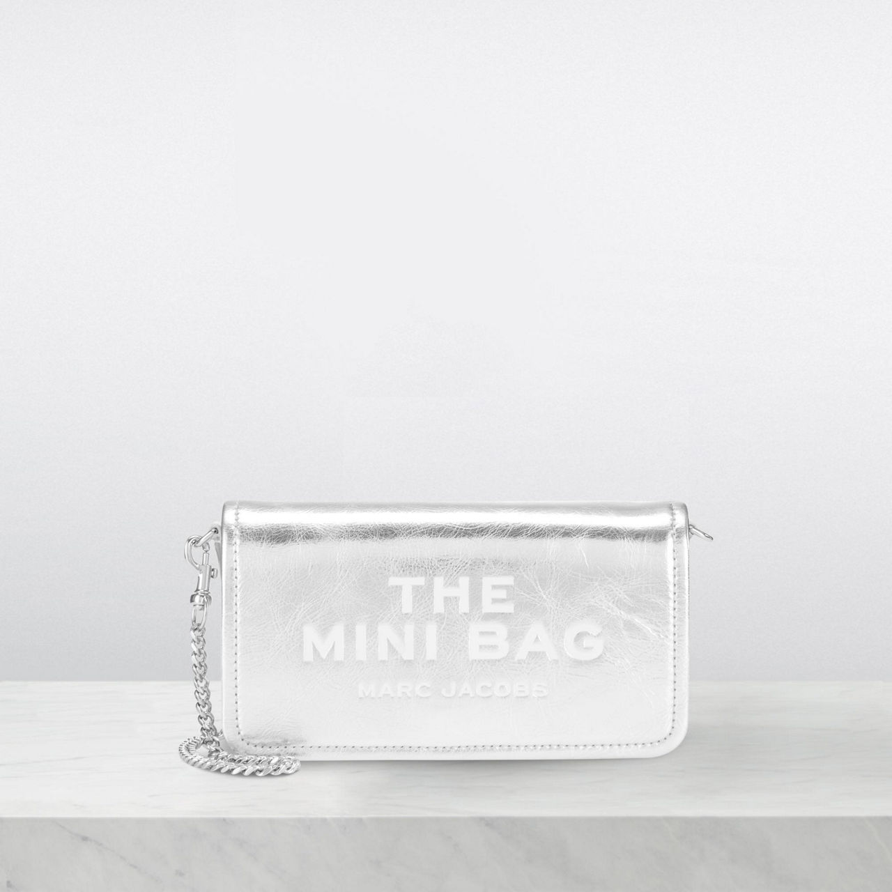 MARC JACOBS The Metallic Leather Chain Mini Bag Silver