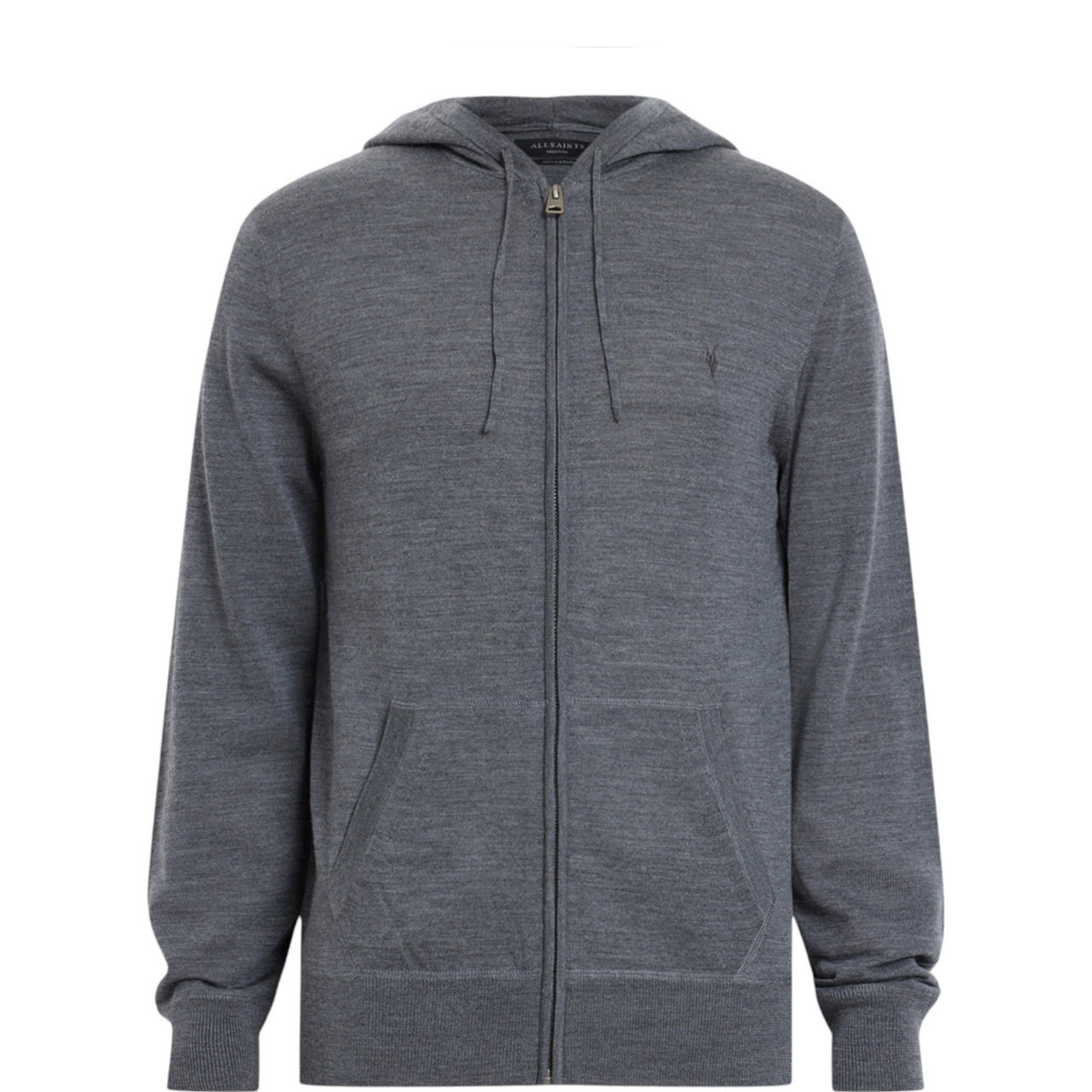 ALLSAINTS Mode Merino Wool Zip Up Hoodie SMITH BLUE