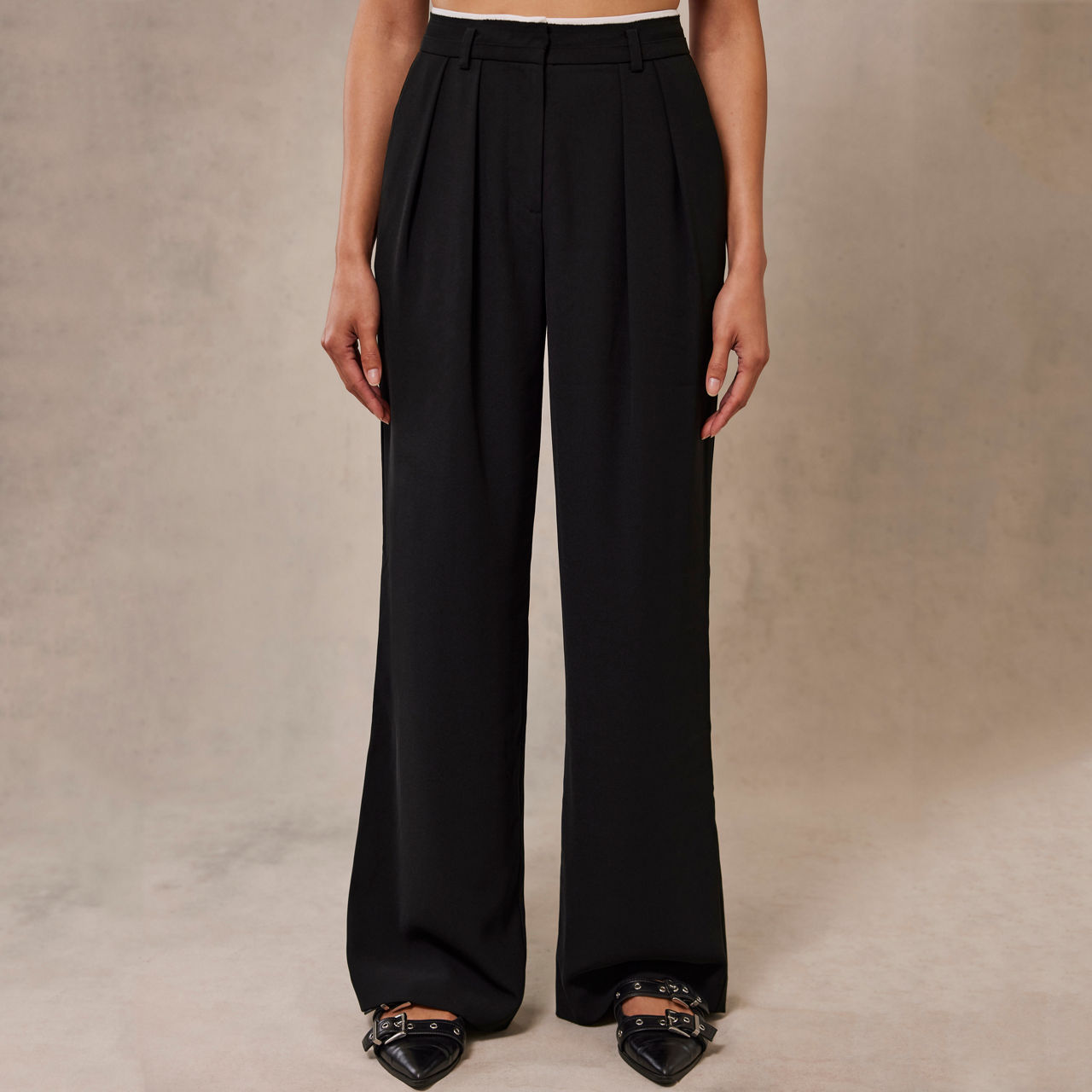 High Rise Double Waist Wide Leg