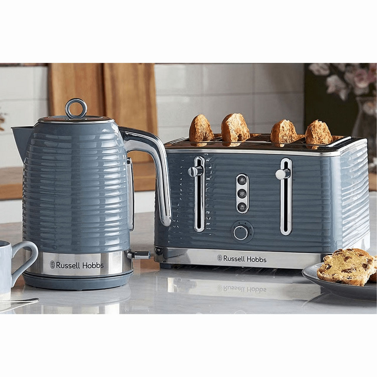 RUSSELL HOBBS Inspire Kettle and Toaster Set Grey