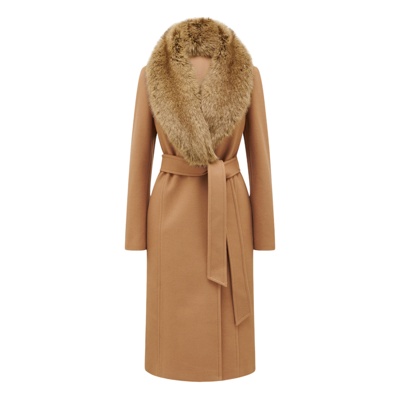 Wrap coat with fur top