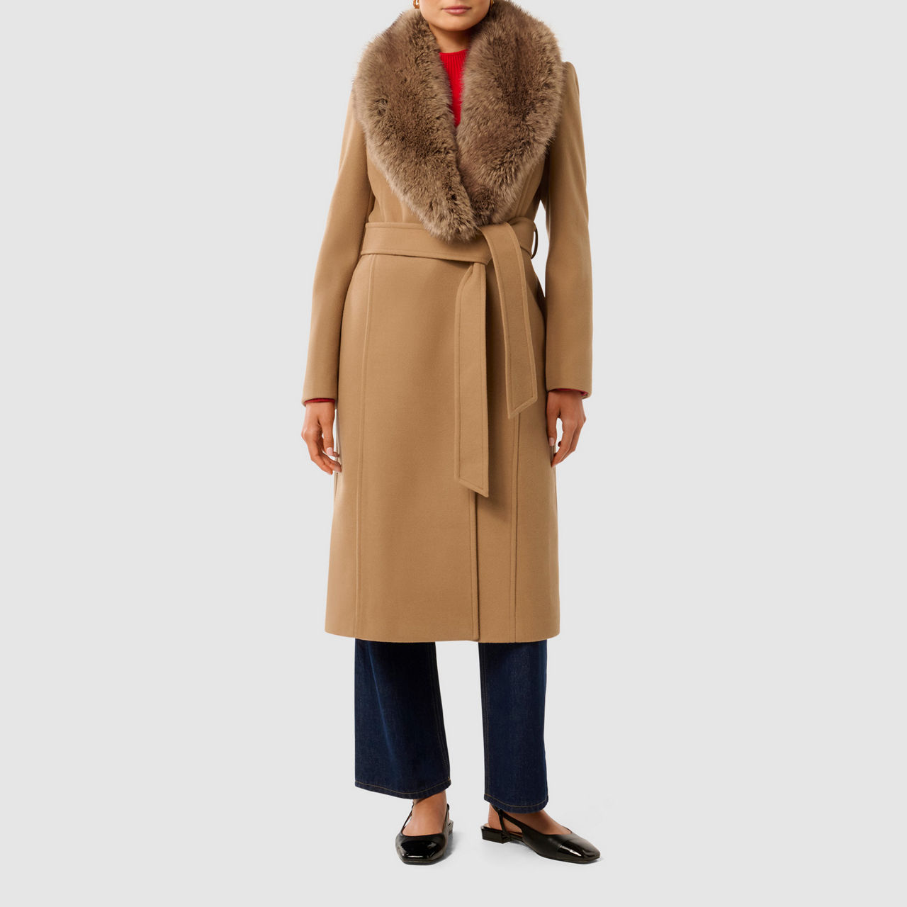 FOREVER NEW Monica Faux Fur Wrap Coat