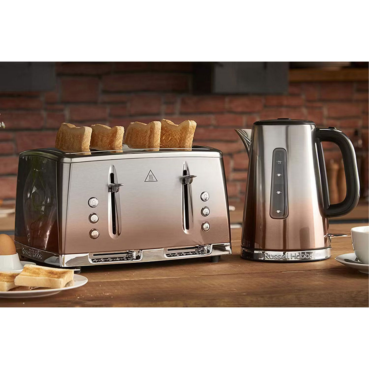 RUSSELL HOBBS Eclipse Kettle and Toaster Set Copper