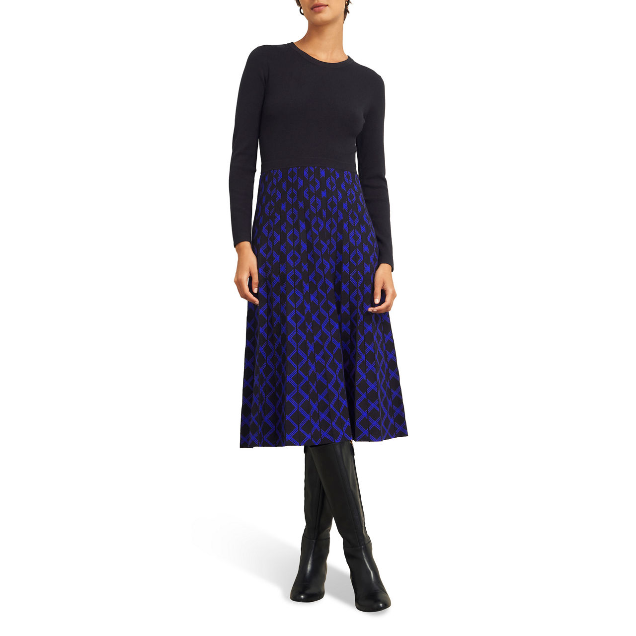 HOBBS Larna Check Knitted Dress