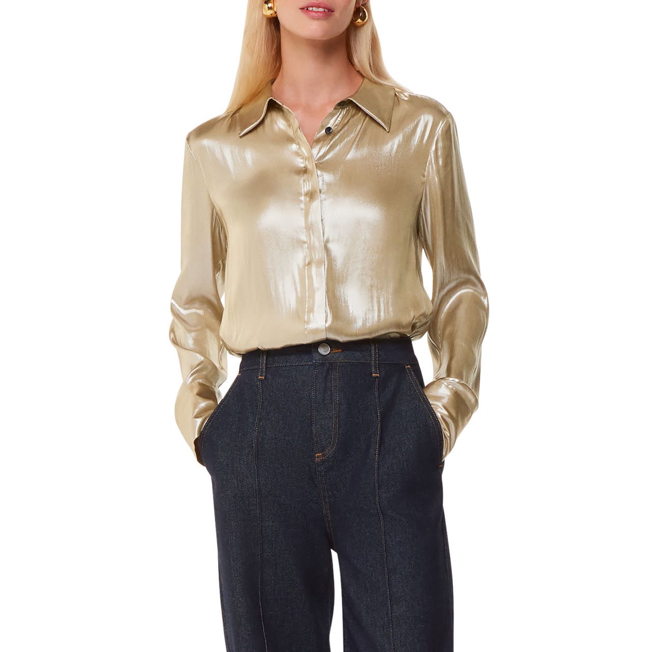 WHISTLES Lucie Metallic Shirt
