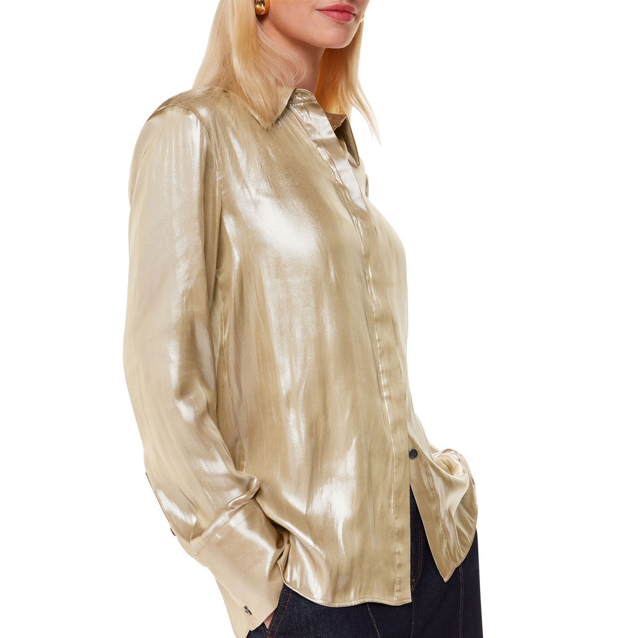 WHISTLES Lucie Metallic Shirt