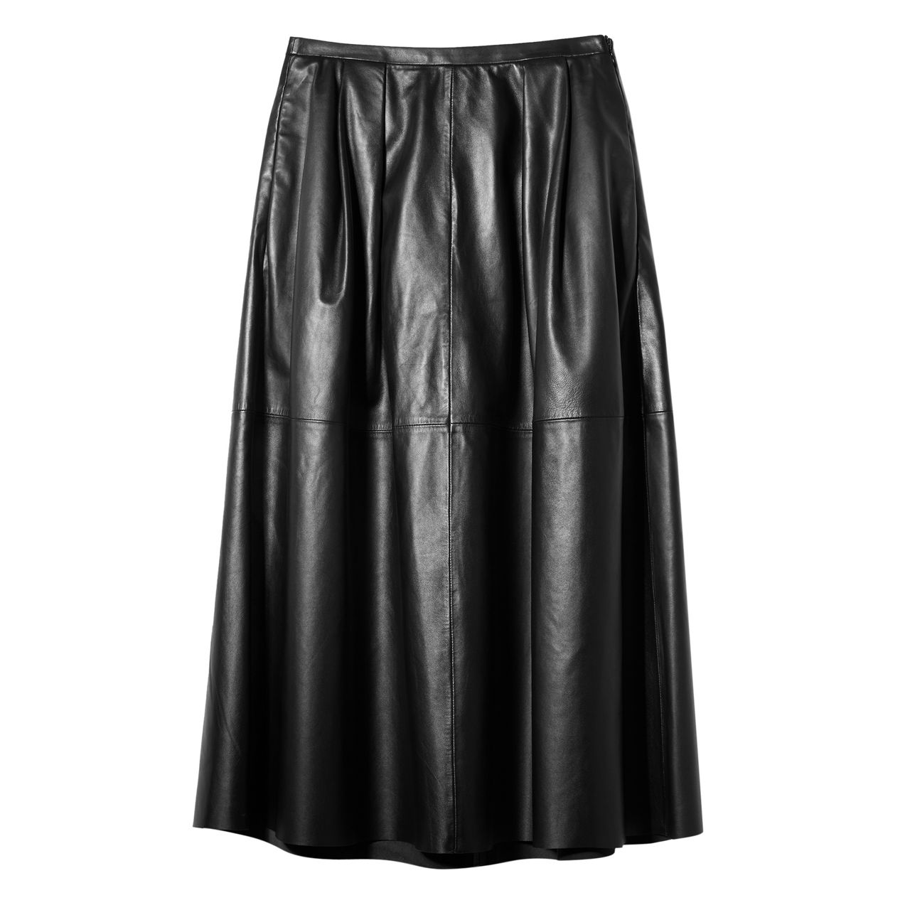 JIGSAW Leather Pleated Skirt Black