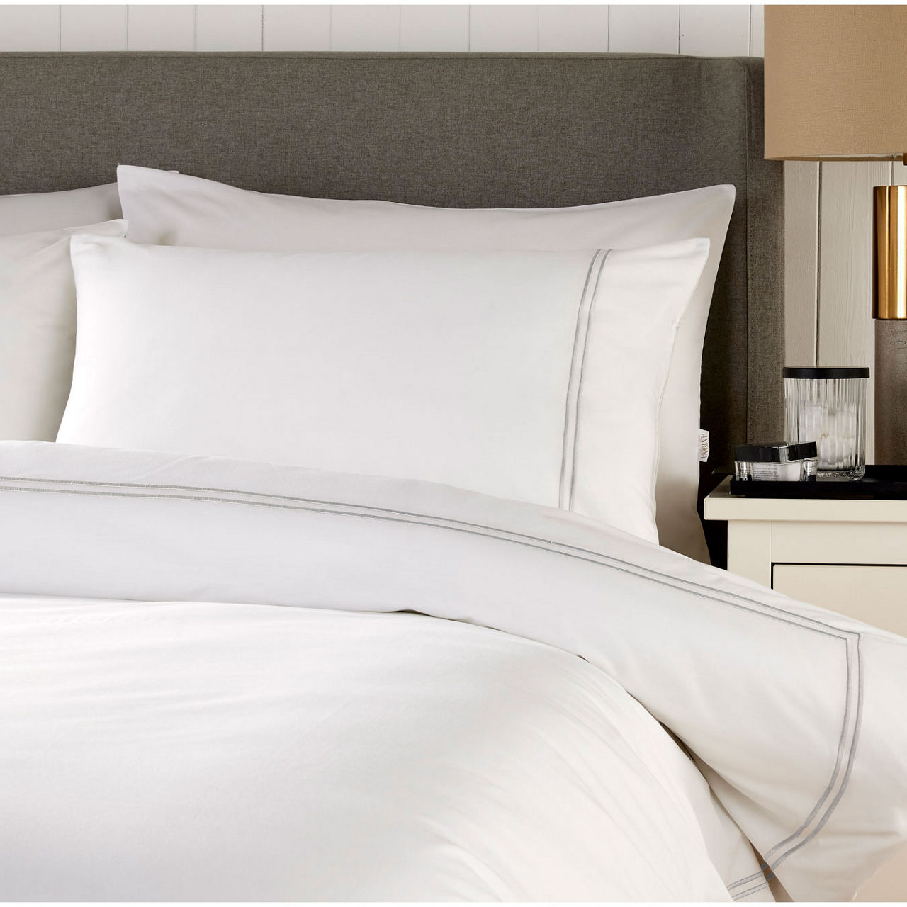 Beretta Double Stitch Duvet Set Silver