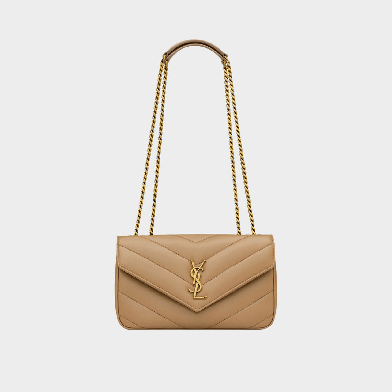 SAINT LAURENT Loulou Small Shoulder Bag NATURAL TAN