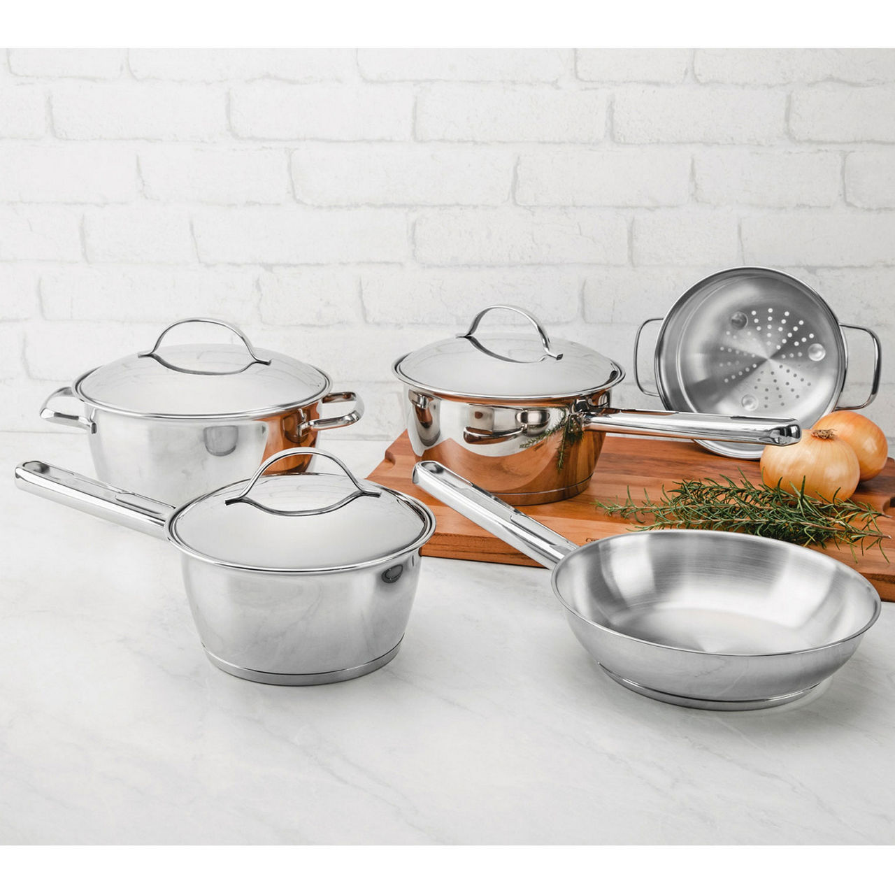Allegra Stainless Steel Five-Piece Cookware Set