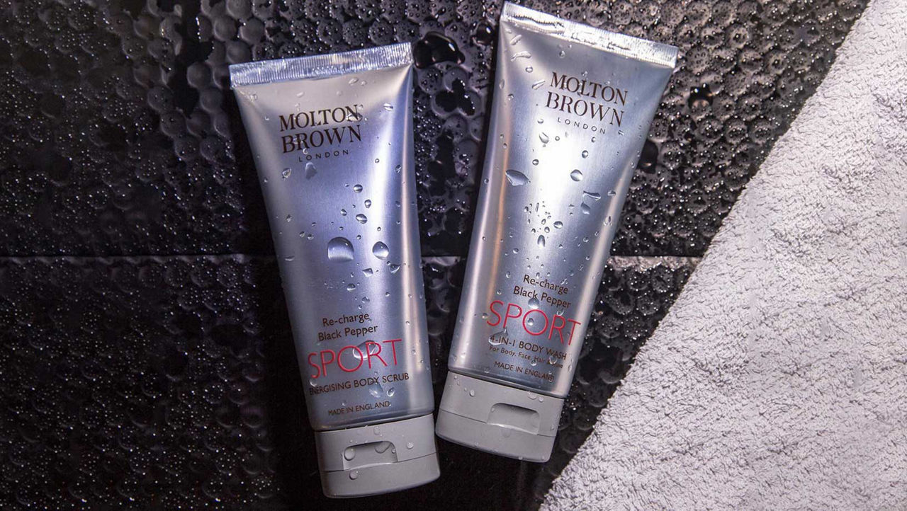 Molton Brown London Re-charge black Pepper Sport Body Scrub and 4 in 1 Body Wash
